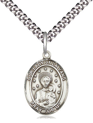 Pewter Our Lady of la Vang Medal Religious Jewelry Engraved Catholic Saint Jewelry