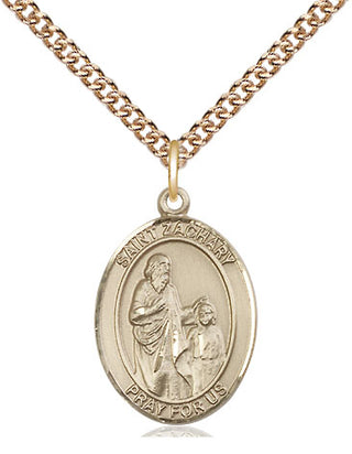 14kt Gold Saint Zachary Medal Engraved Catholic Saint Jewelry