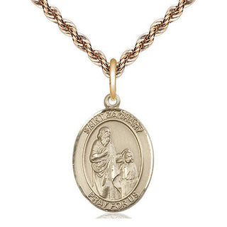 14kt Gold Saint Zachary Medal Engraved Catholic Saint Jewelry