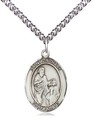 Sterling Silver Saint Zachary Medal Religious Jewelry Engraved Catholic Saint Jewelry