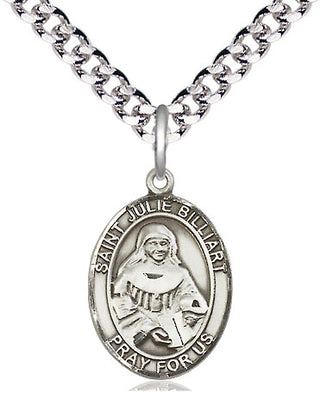 Pewter Saint Julie Billiart Medal Religious Jewelry Engraved Catholic Saint Jewelry