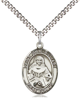 Pewter Saint Julie Billiart Medal Religious Jewelry Engraved Catholic Saint Jewelry