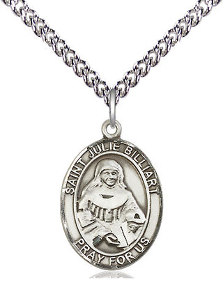 Sterling Silver Saint Julie Billiart Medal Religious Jewelry Engraved Catholic Saint Jewelry