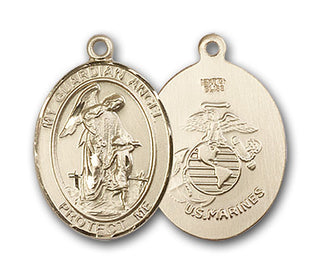 14K Gold Guardian Angel Marines Pendant