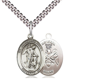 Pewter Guardian Angel National Guard Medal Religious Jewelry