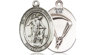 Pewter Guardian Angel Paratrooper Medal