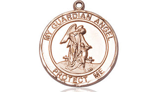 14kt Gold Filled Guardian Angel Medal Engraved Catholic Saint Jewelry