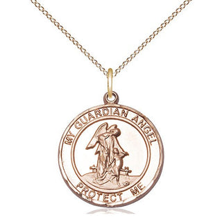 14kt Gold Filled Guardian Angel Medal Religious Jewelry Engraved Catholic Saint Jewelry