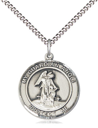 Pewter Guardian Angel Medal Religious Jewelry Engraved Catholic Saint Jewelry