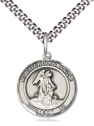 Pewter Guardian Angel Medal Religious Jewelry Engraved Catholic Saint Jewelry