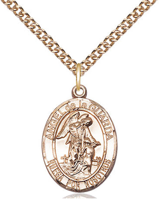 14kt Gold Filled Angel de la Guarda Medal Religious Jewelry Engraved Catholic Saint Jewelry