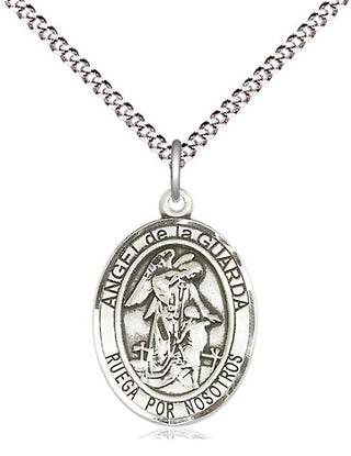 Pewter Angel de la Guarda Medal Religious Jewelry Engraved Catholic Saint Jewelry