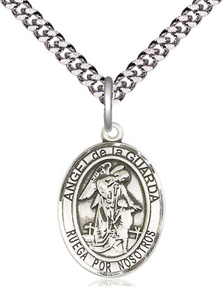 Pewter Angel de la Guarda Medal Religious Jewelry Engraved Catholic Saint Jewelry