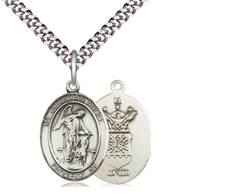 Sterling Silver Guardian Angel Air Force Medal Religious Jewelry