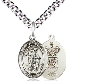 Sterling Silver Guardian Angel Air Force Medal Religious Jewelry