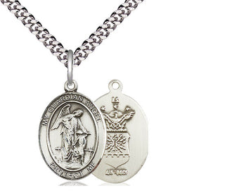 Sterling Silver Guardian Angel Air Force Medal Religious Jewelry