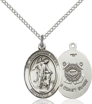 Sterling Silver Guardian Angel Coast Guard Medal Religious Jewelry
