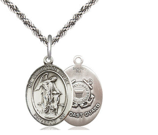 Sterling Silver Guardian Angel Coast Guard Medal Religious Jewelry