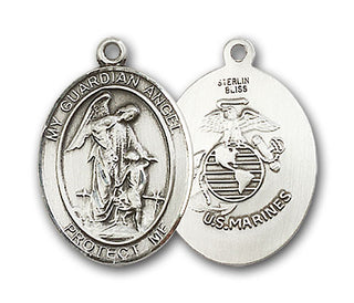 Sterling Silver Guardian Angel Marines Pendant