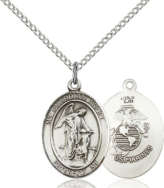 Sterling Silver Guardian Angel Marines Pendant