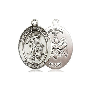 Sterling Silver Guardian Angel National Guard Medal