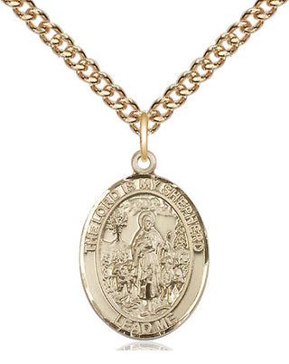 14kt Gold Lord Is My Shepherd Medal Engraved Catholic Saint Jewelry