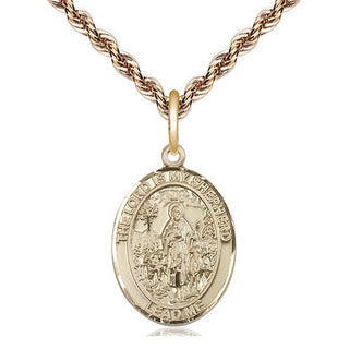 14kt Gold Lord Is My Shepherd Medal Engraved Catholic Saint Jewelry