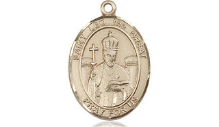 14kt Gold Filled Saint Leo the Great Medal Engraved Catholic Saint Jewelry