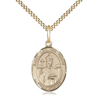 14kt Gold Filled Saint Leo the Great Medal Religious Jewelry Engraved Catholic Saint Jewelry