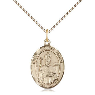 14kt Gold Filled Saint Leo the Great Medal Religious Jewelry Engraved Catholic Saint Jewelry