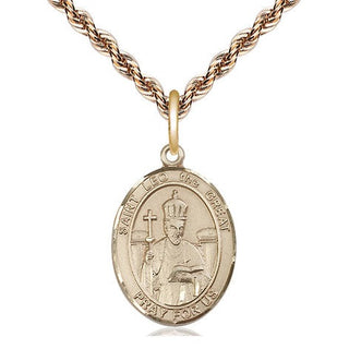 14kt Gold Filled Saint Leo the Great Medal Religious Jewelry Engraved Catholic Saint Jewelry
