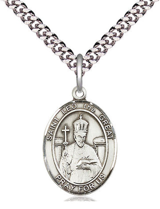 Pewter Saint Leo the Great Medal Religious Jewelry Engraved Catholic Saint Jewelry