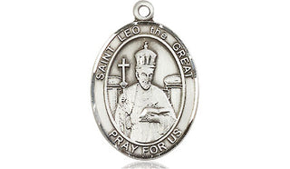 Pewter Saint Leo the Great Medal Engraved Catholic Saint Jewelry