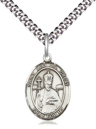 Pewter Saint Leo the Great Medal Religious Jewelry Engraved Catholic Saint Jewelry