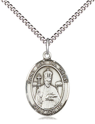 Sterling Silver Saint Leo the Great Medal Religious Jewelry Engraved Catholic Saint Jewelry