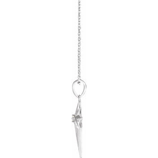 Platinum .03 CT Natural Diamond Star Cross 16-18" Necklace