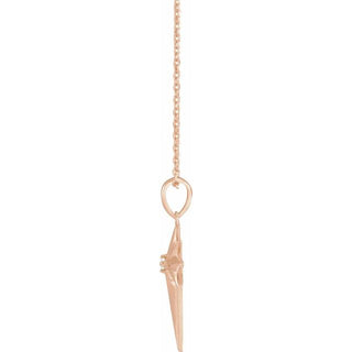 14K Rose .03 CT Natural Diamond Star Cross 16-18" Necklace