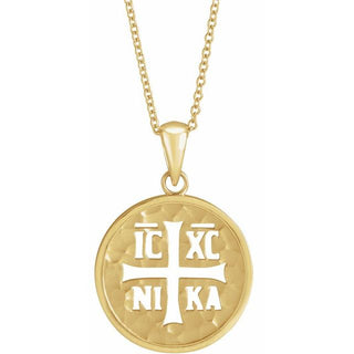 14K Yellow Orthodox IC XC NIKA Medallion 16-18" Necklace