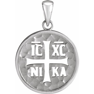 14K White Orthodox IC XC NIKA Medallion Pendant