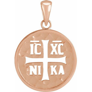 14K Rose Orthodox IC XC NIKA Medallion Pendant