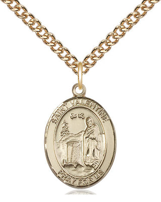 14kt Gold Saint Valentine of Rome Medal Engraved Catholic Saint Jewelry