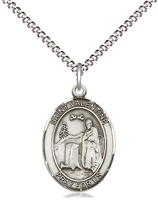 Sterling Silver Saint Valentine of Rome Medal Religious Jewelry Engraved Catholic Saint Jewelry