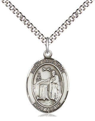 Sterling Silver Saint Valentine of Rome Medal Religious Jewelry Engraved Catholic Saint Jewelry