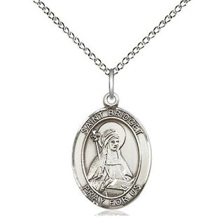 Sterling Silver Saint Bridget of Sweden Medal Religious Jewelry Engraved Catholic Saint Jewelry