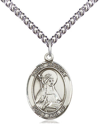Sterling Silver Saint Bridget of Sweden Medal Religious Jewelry Engraved Catholic Saint Jewelry