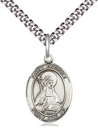 Sterling Silver Saint Bridget of Sweden Medal Religious Jewelry Engraved Catholic Saint Jewelry