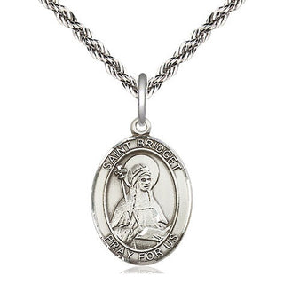 Sterling Silver Saint Bridget of Sweden Medal Religious Jewelry Engraved Catholic Saint Jewelry