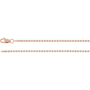 16-inch Bead Chain with Lobster Clasp - 14K Rose