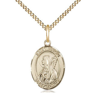 14kt Gold Filled Saint Brigid of Ireland Medal Religious Jewelry Engraved Catholic Saint Jewelry