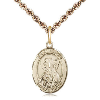 14kt Gold Filled Saint Brigid of Ireland Medal Religious Jewelry Engraved Catholic Saint Jewelry